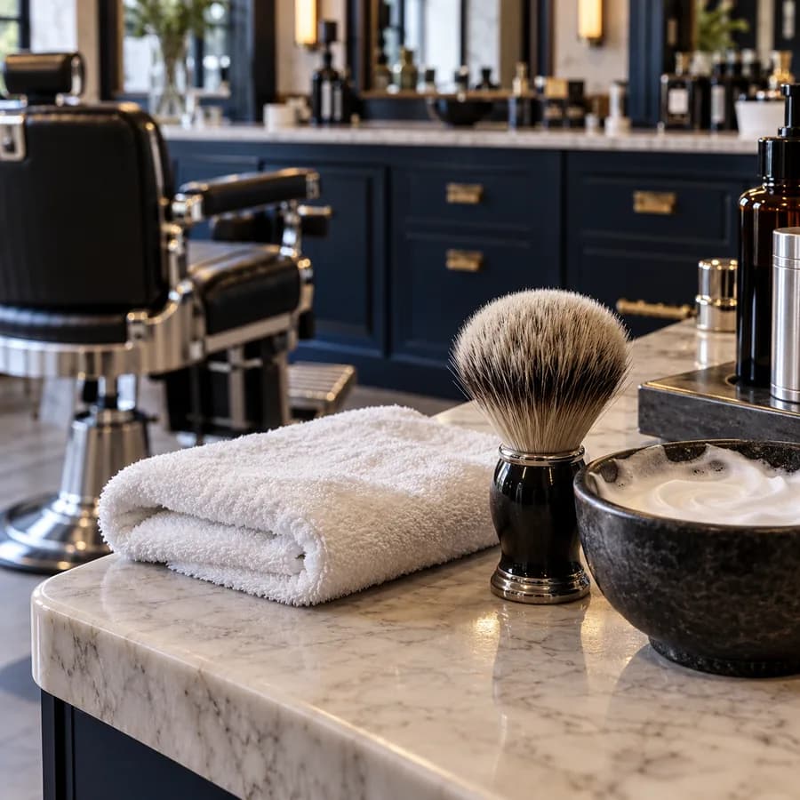Grooming tools prepared for a barber service